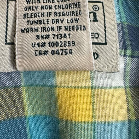 L.L. Bean Men's Long Sleeve Button Up Shirt, Green Yellow Plaid, Cotton, Size XL - Picture 3 of 10